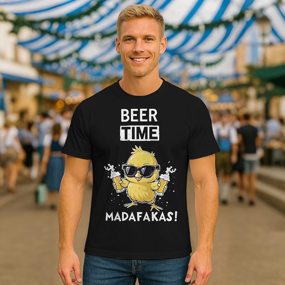 Men's  Oktoberfest Beer Time Madafakas Graphic T-shirt
