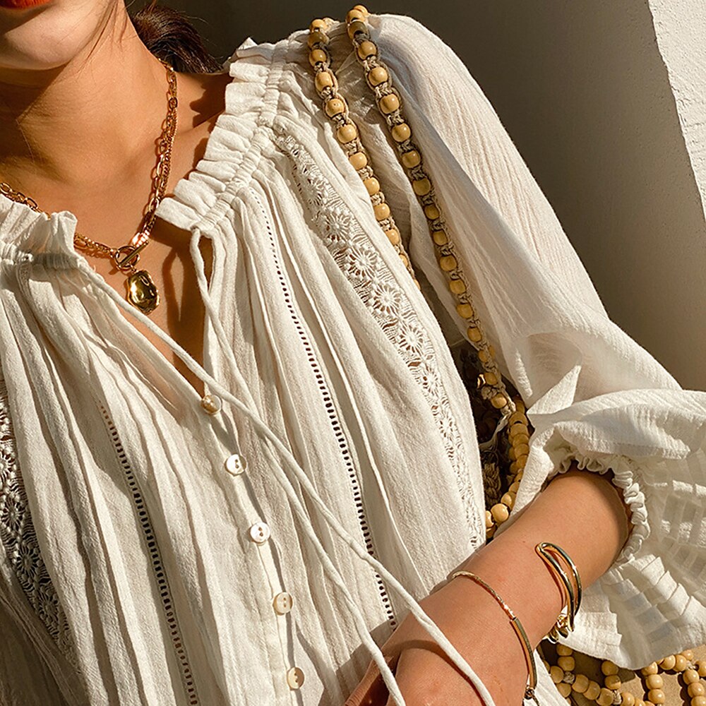 Classic Pleated Bohemian Blouse