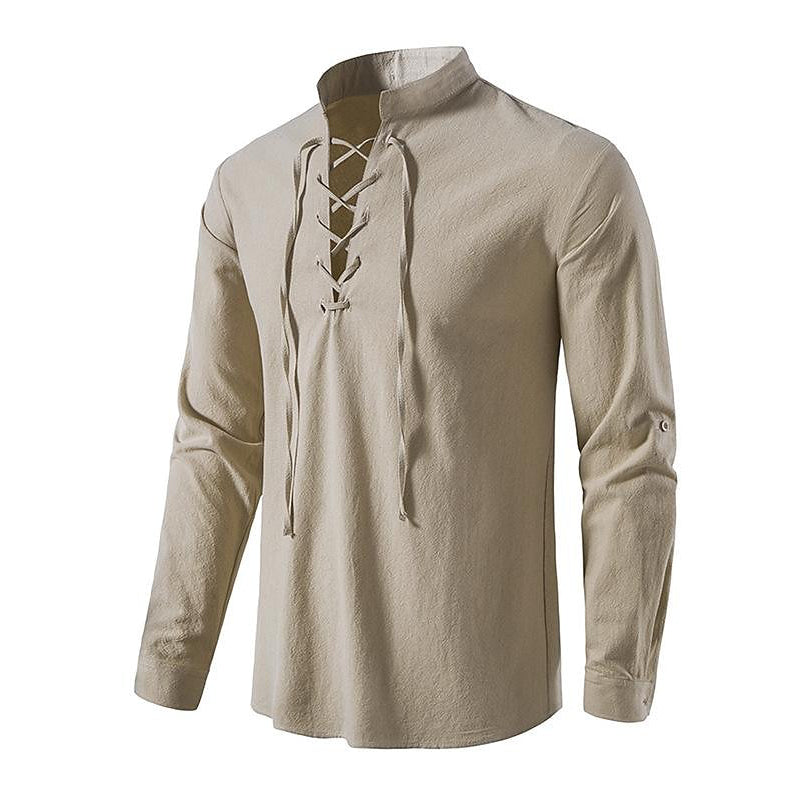 Pirate Style Cotton-Linen Blend Shirt