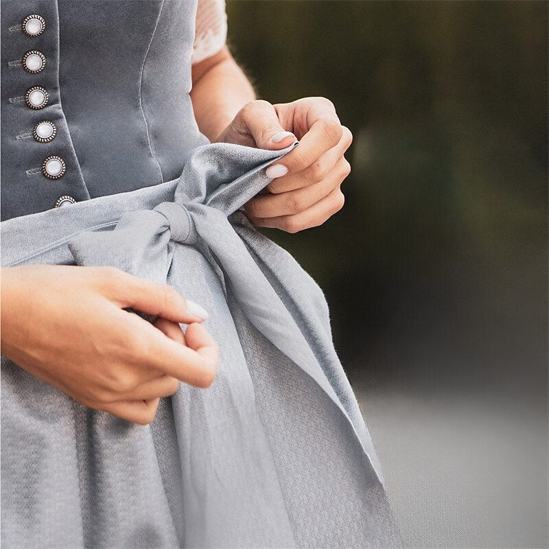 Oktoberfest Women's Grey Dirndl Dress with Apron