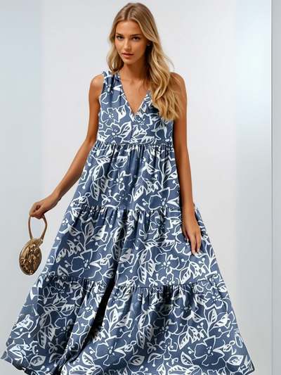 Buntes geblümtes Kleid für Damen | Maxi