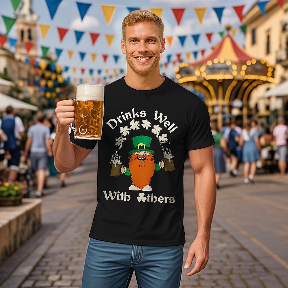 Men's Oktoberfest Drinks Well Graphic T-shirt