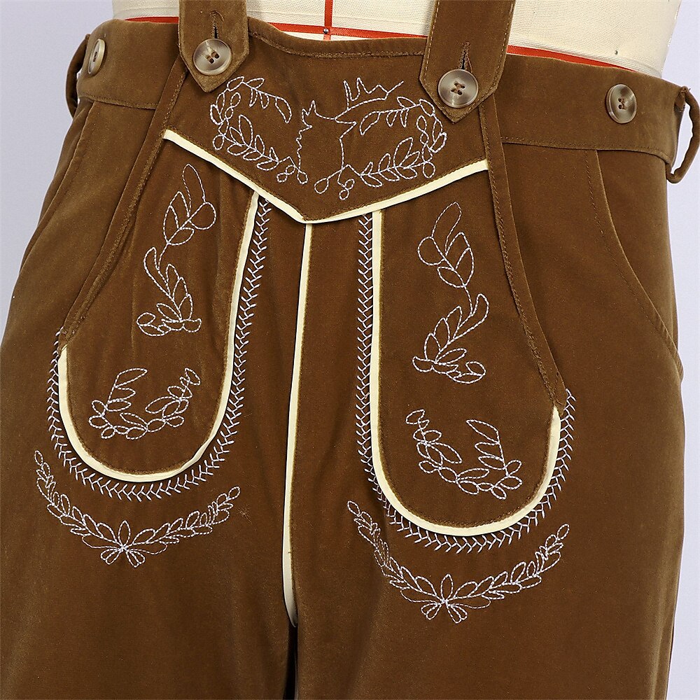 Oktoberfest Bavarian Embroidered Brown Lederhosen