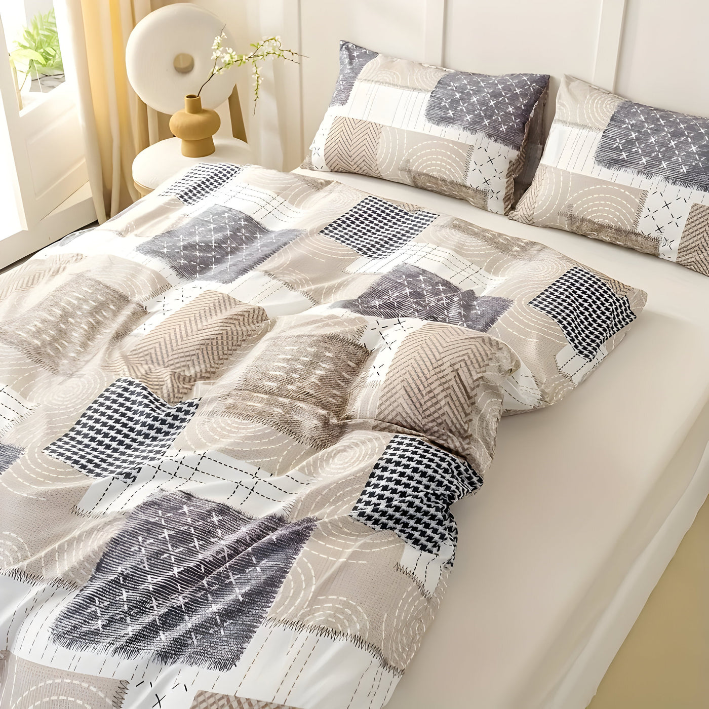 CozyNest Duvet Set - Gemütliches & Atmungsaktives Patchwork-Bettbezugsset