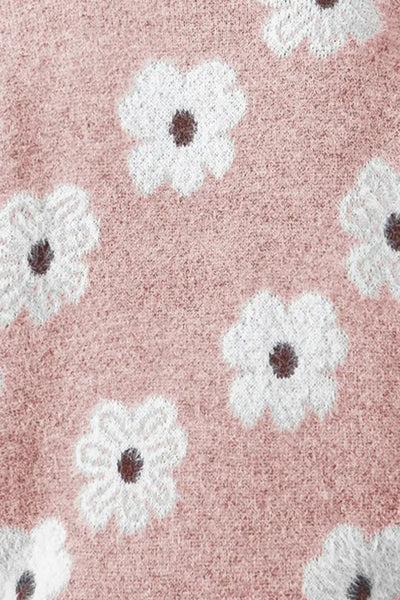 Heidi-Mode | Halber Reißverschluss Strick Blumenpullover