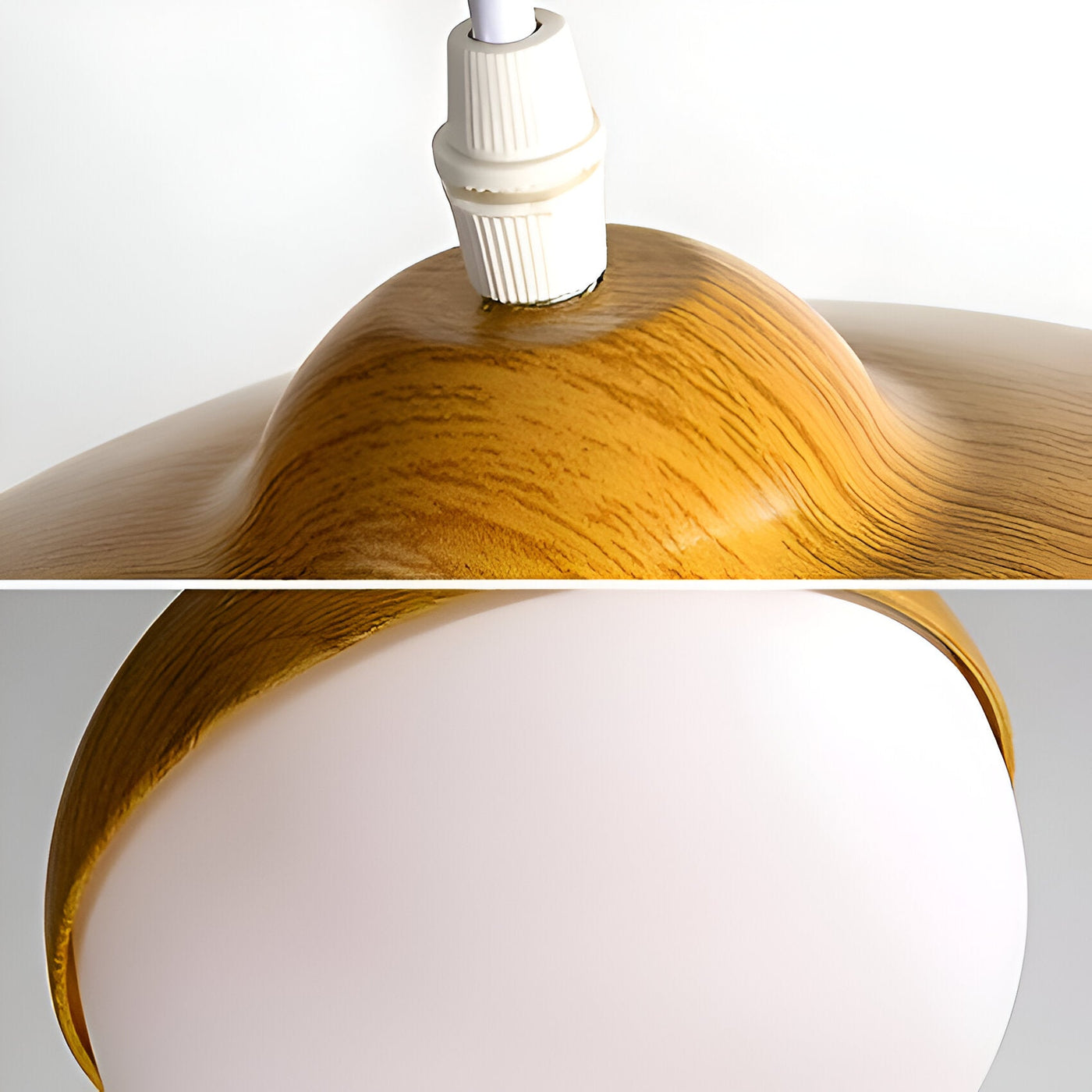 Hängeleuchte mit Glas- und Holzdetails – Dekorative Eichelform im Mondstil