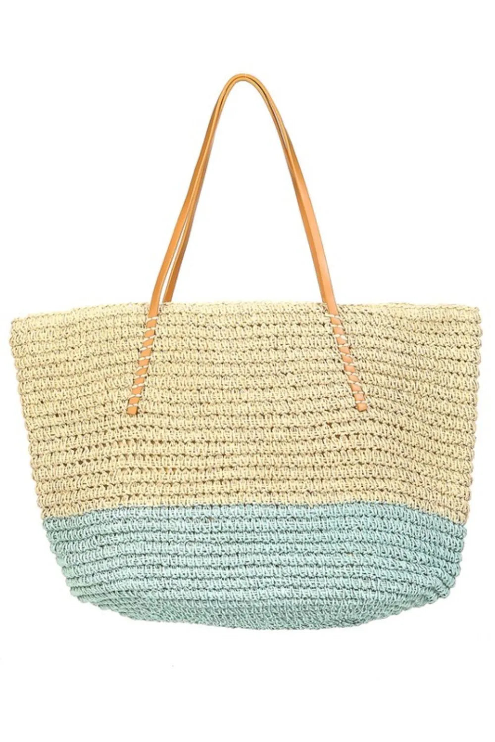 Fame Straw Braided Beach Tote Bag