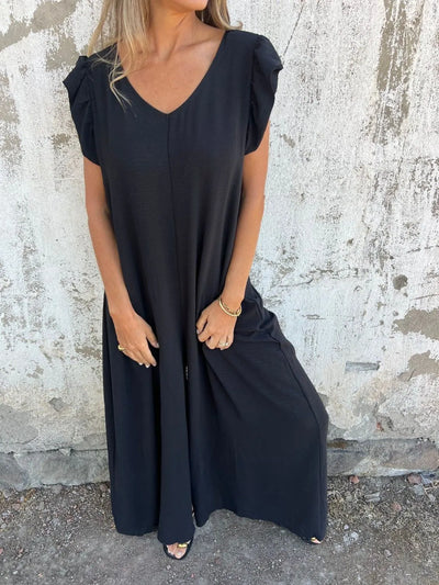 Full Size V-Neck Cap Sleeve Wide Leg Jumpsuit Plus Size