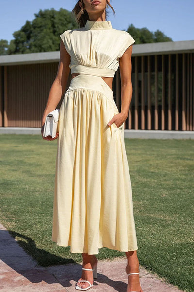 Quincy | Midi-Kleid mit Cut-Out und Taschen