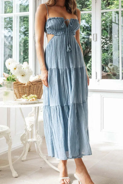 Cutout Square Neck Midi Cami Dress