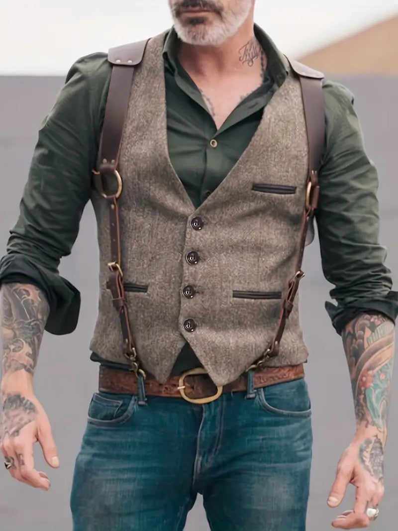 Trachtenweste für Herren - Vintage Gilet-Weste mit Schulterholster