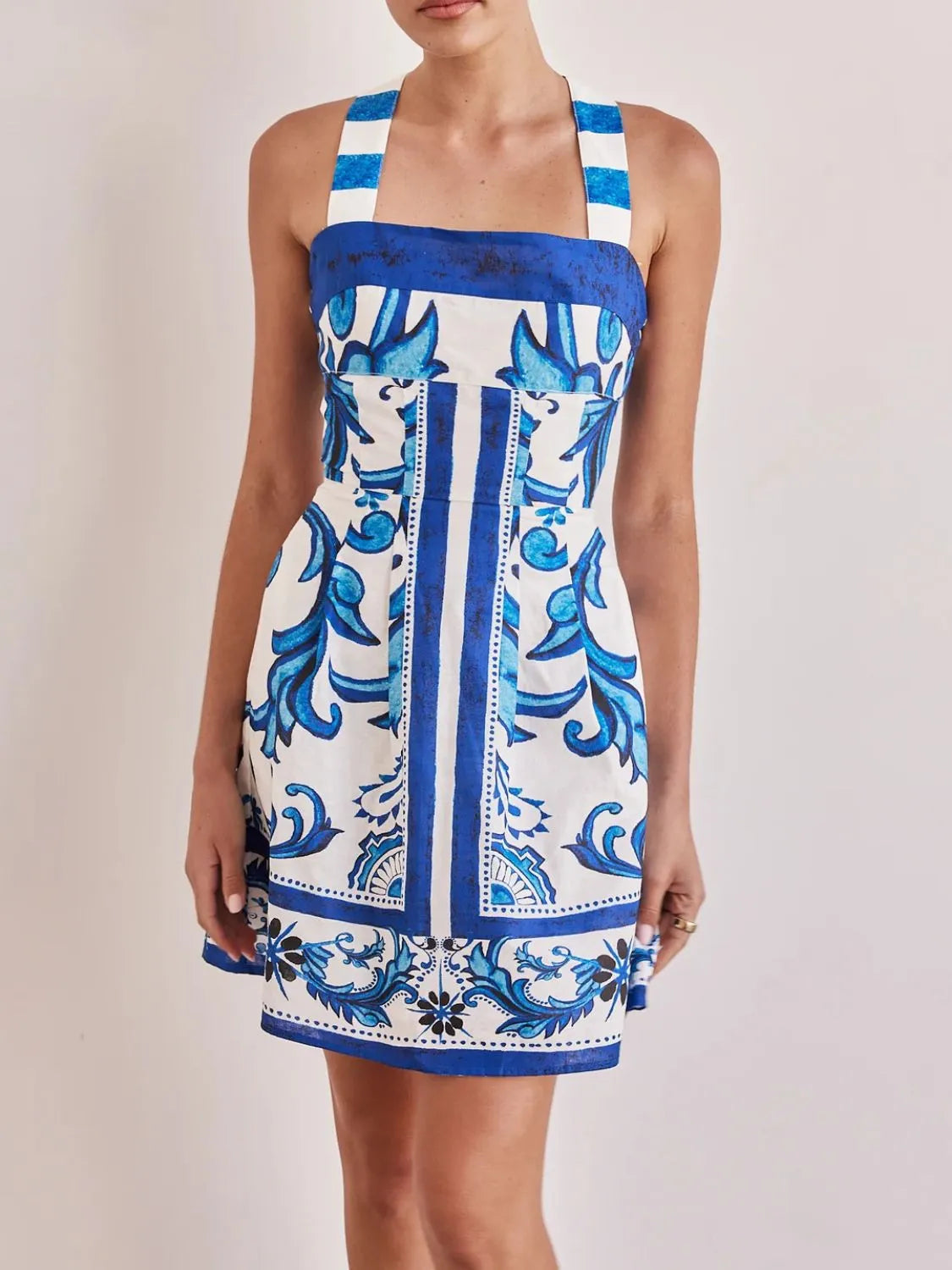 Printed Square Neck Midi Dress