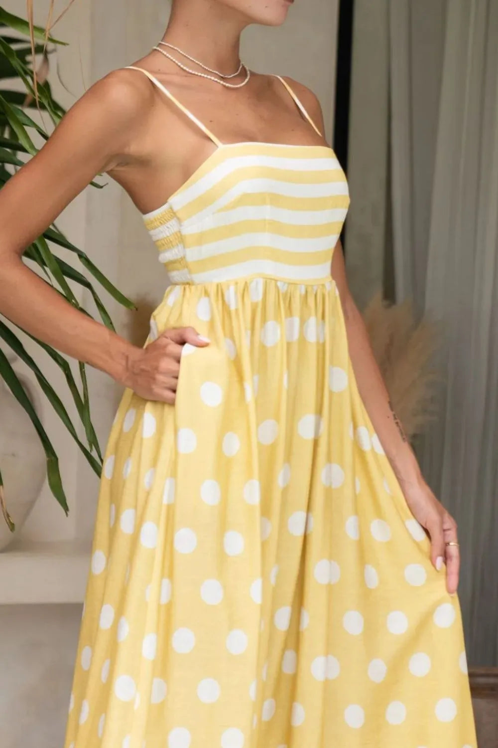 Polka Dot Square Neck Cami Dress