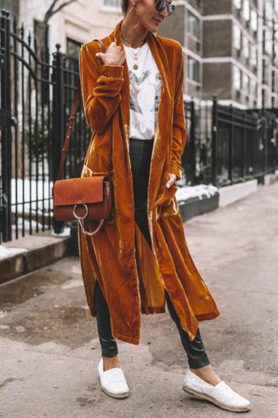 Heidi-Mode | Stilvolle Samt Lange Jacke