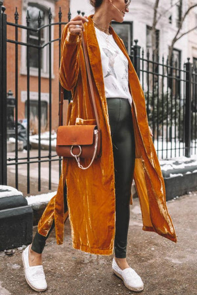 Heidi-Mode | Stilvolle Samt Lange Jacke