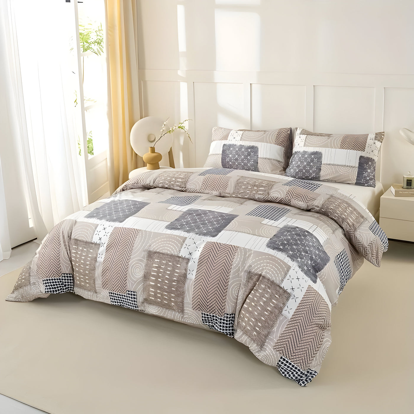 CozyNest Duvet Set - Gemütliches & Atmungsaktives Patchwork-Bettbezugsset