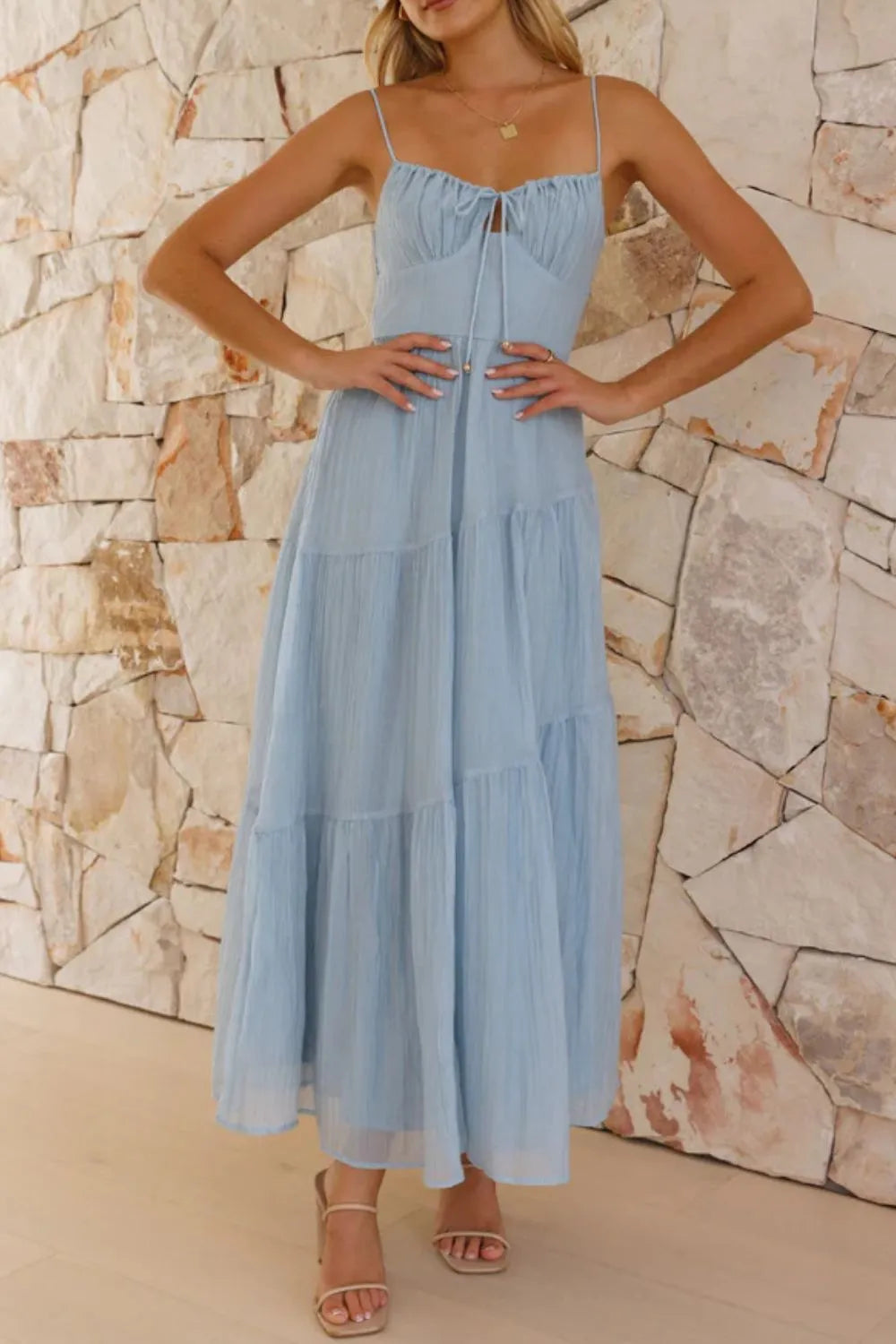 Smocked Back Midi Cami Dress