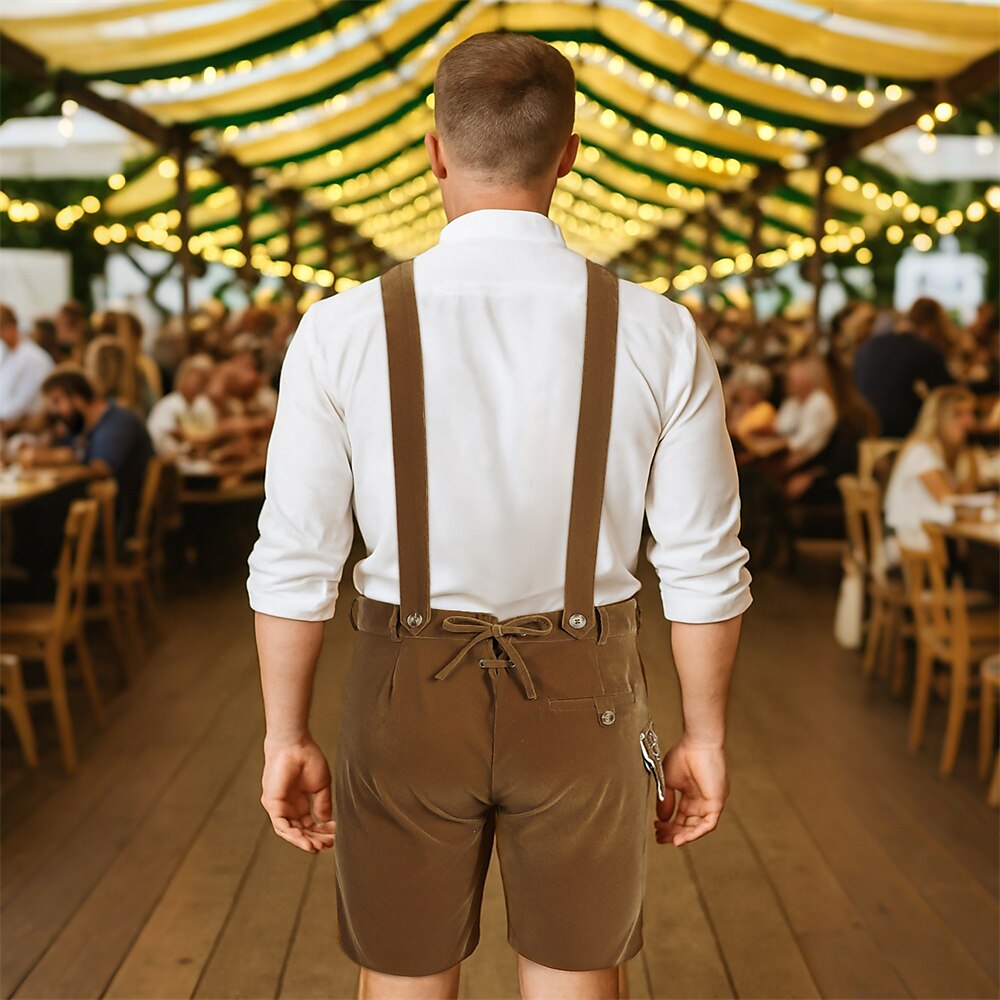 Oktoberfest Bavarian Embroidered Brown Lederhosen