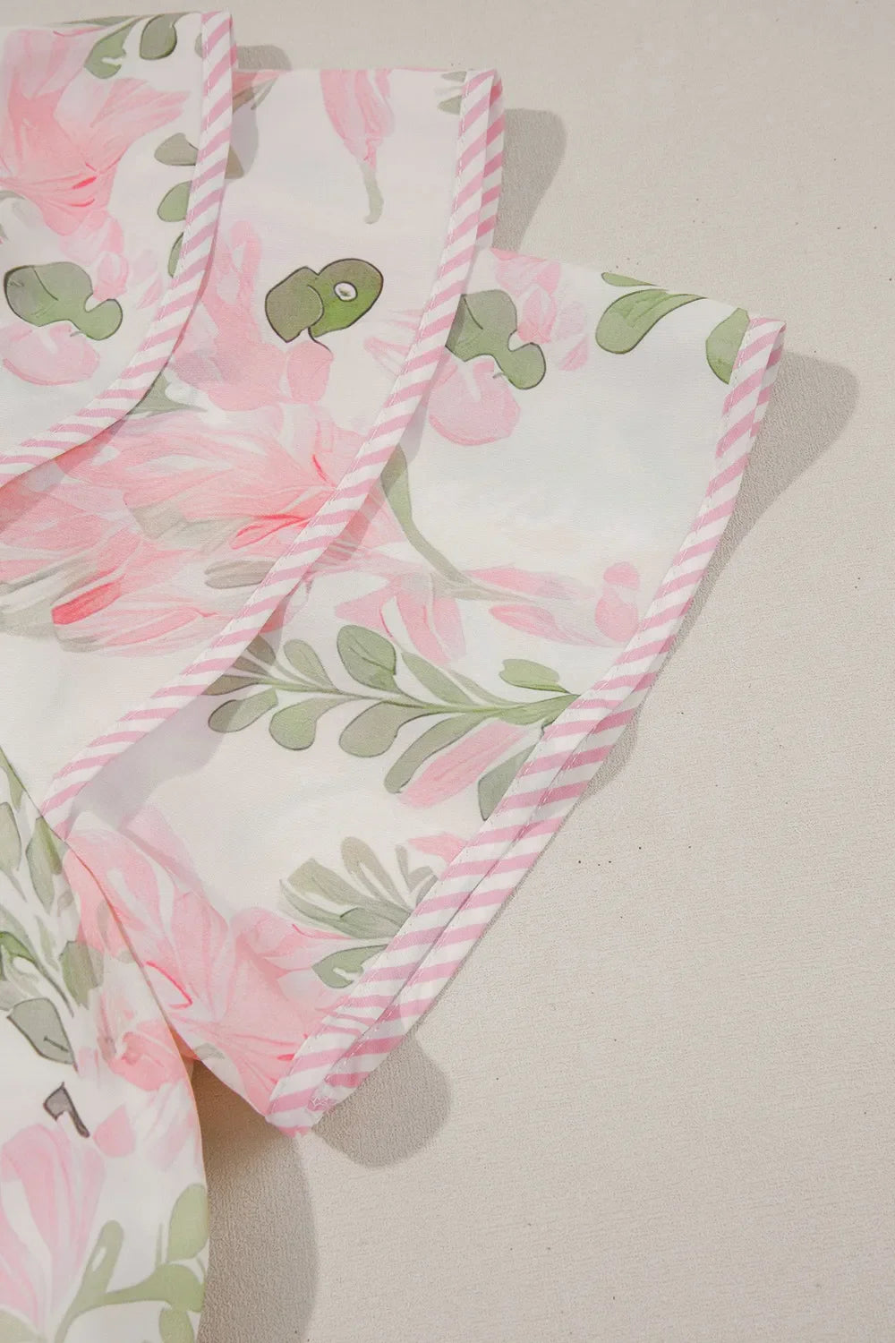 Floral Contrast Edge Layered Short Sleeve Mini Dress