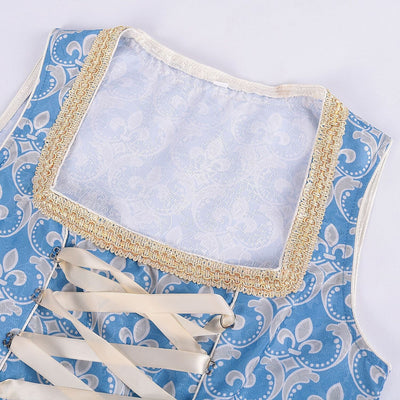 Oktoberfest Costume Blue Dirndl Dress with Blouse and Lace Apron