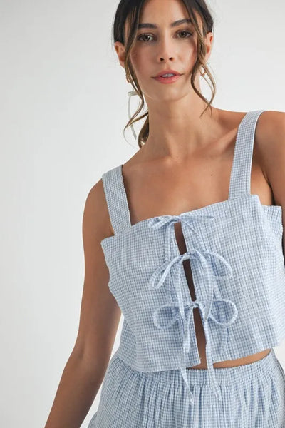 MABLE Gingham Plaid Crop Top and Mini Skirt Set