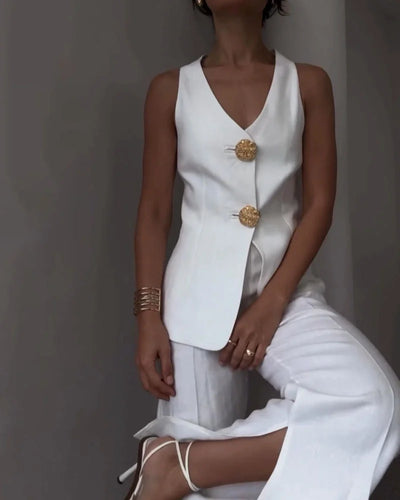 Dora Eleganz | Stilvolles Set aus ärmelloser Weste und Anzug