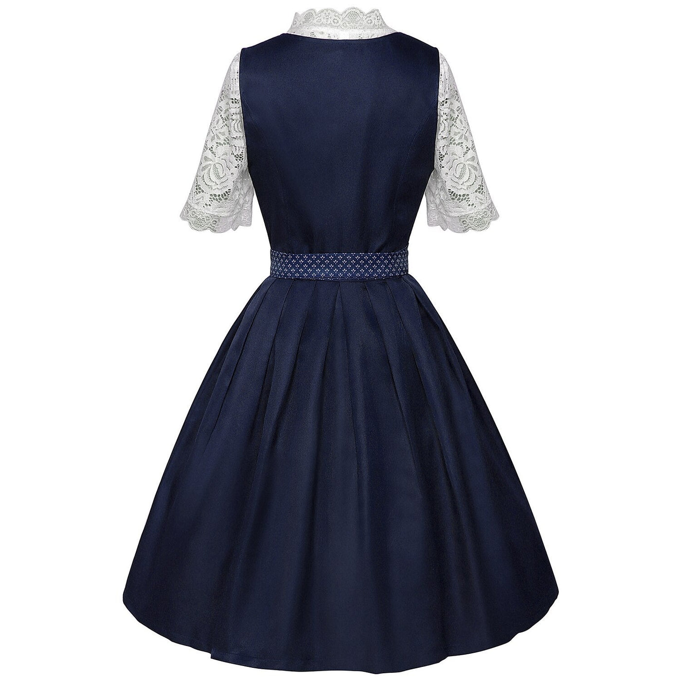 Oktoberfest Bavarian Dirndl Dress with Apron and Lace Blouse