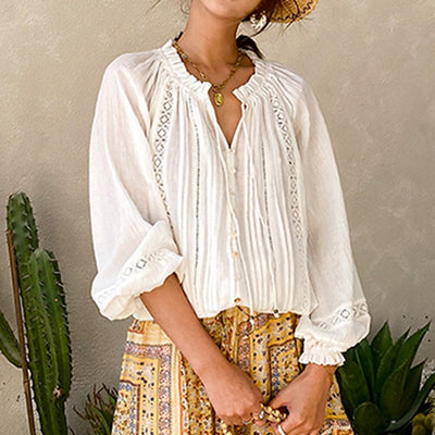 Classic Pleated Bohemian Blouse