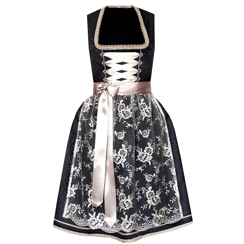 Oktoberfest Black Dirndl with Lace Apron
