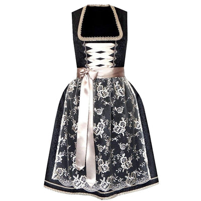 Oktoberfest Black Dirndl with Lace Apron