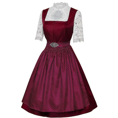 Oktoberfest Burgundy Green Blue Dirndl Dress with Apron and Blouse