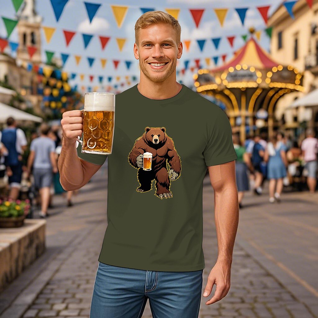 Men's Oktoberfest Bear Beer Graphic T-shirt
