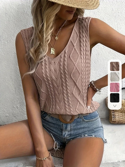 Juno – Lässiges ärmelloses Oberteil Mit V Ausschnitt