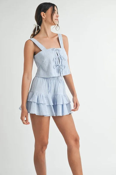 MABLE Gingham Plaid Crop Top and Mini Skirt Set