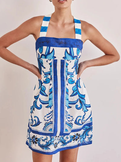 Printed Square Neck Midi Dress