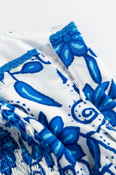 Floral Printed Spaghetti Strap Maxi Dress with Waist Tie