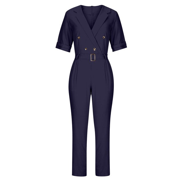 Sibylle -  Elegant Jumpsuit Damen  mit Doppelbrust Wrap Design