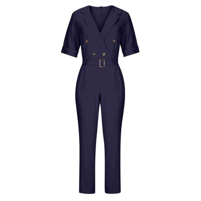 Sibylle -  Elegant Jumpsuit Damen  mit Doppelbrust Wrap Design