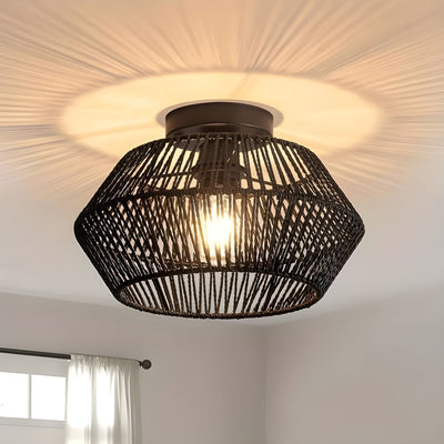 HavenWeave Light - Vintage LED Rattan Geflochtene Deckenleuchte