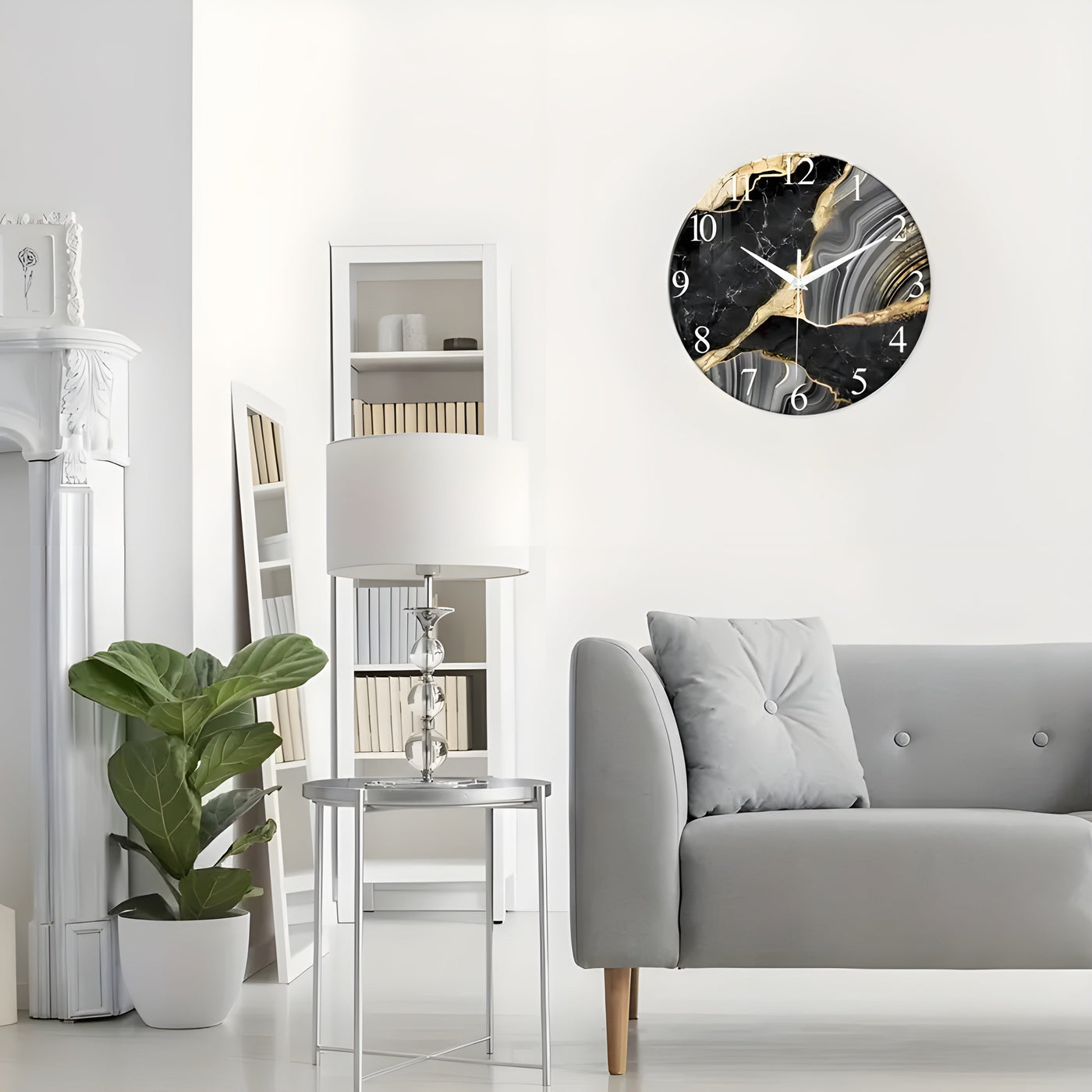 CrownQuartz Clock - Moderne Marmor-Wanduhr