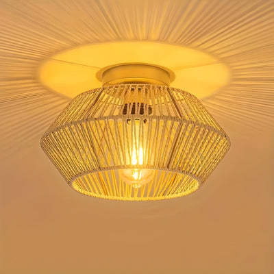 HavenWeave Light - Vintage LED Rattan Geflochtene Deckenleuchte