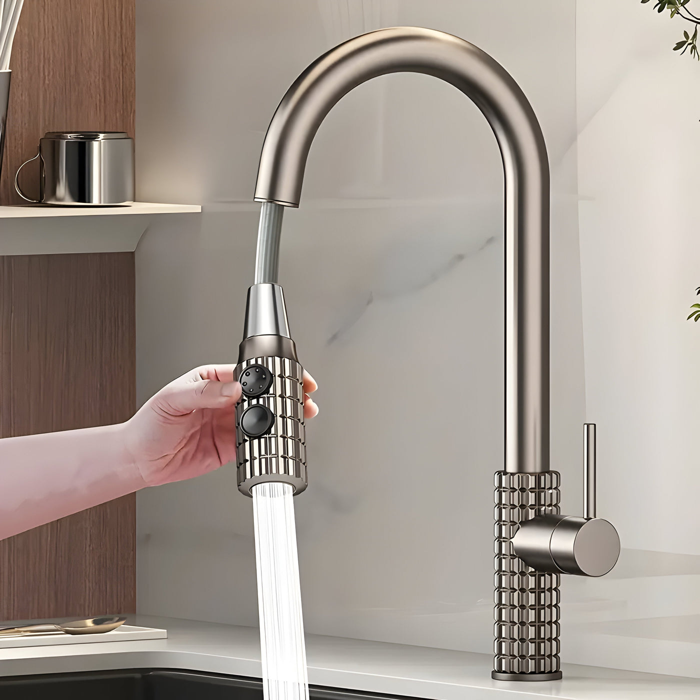 QuintaFlow - Hoher Bogen Metall Küchenarmatur
