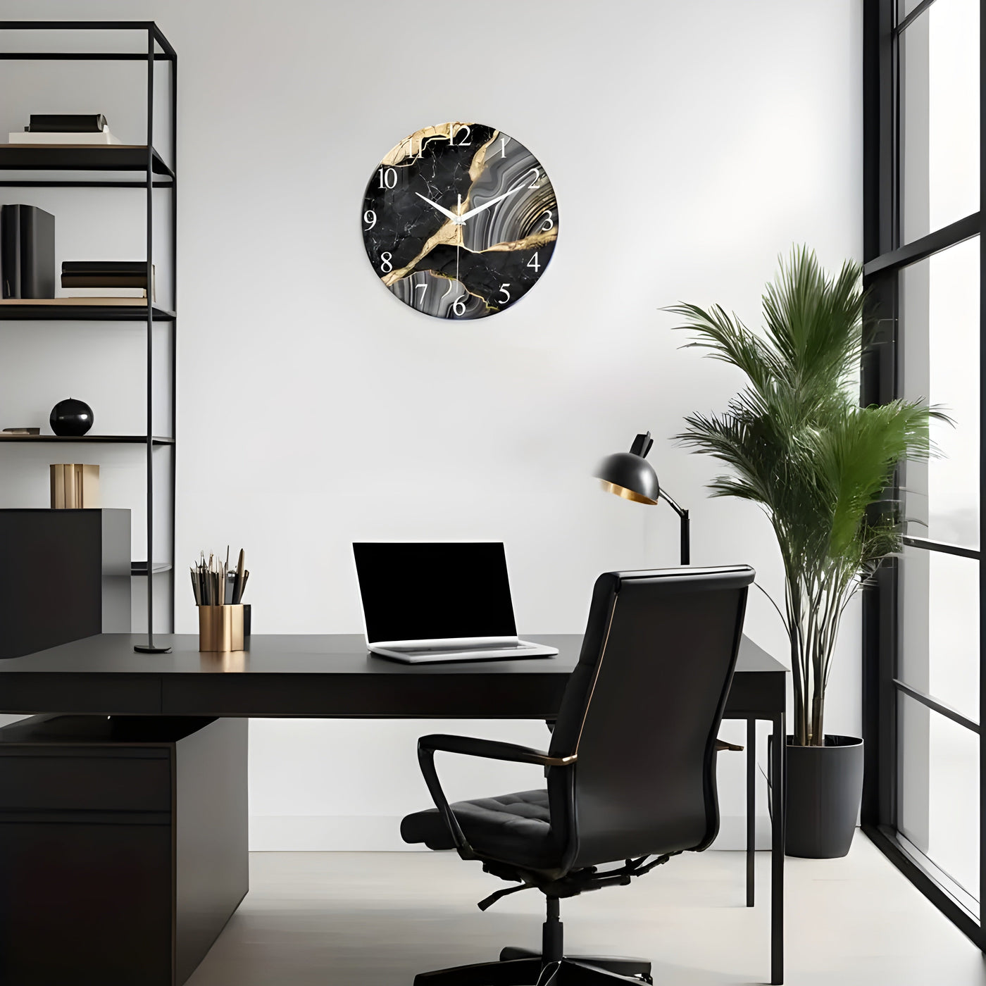 CrownQuartz Clock - Moderne Marmor-Wanduhr