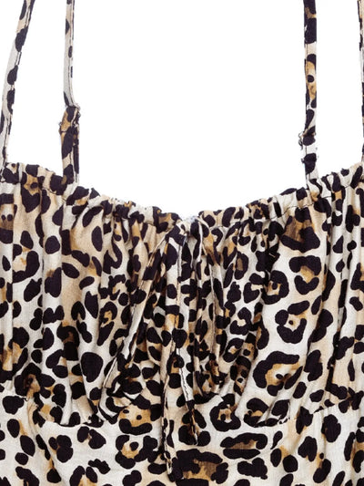 Smocked Leopard Midi Cami Dress