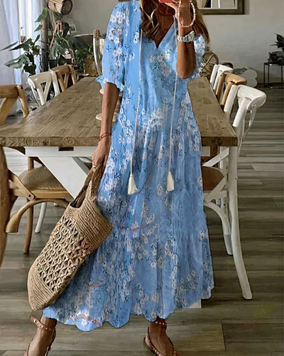Damen bequemes geblümtes Sommerkleid | Maxi