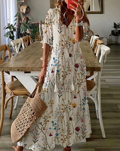Damen bequemes geblümtes Sommerkleid | Maxi