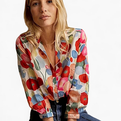 Damen Boho-Bluse mit Blumenmuster | Langarm