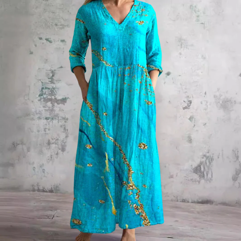 Langärmeliges florales Sommerkleid für Damen | Maxi