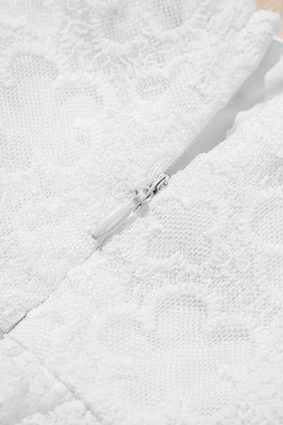 Lace Puff Sleeve Empire Waist Mini Dress