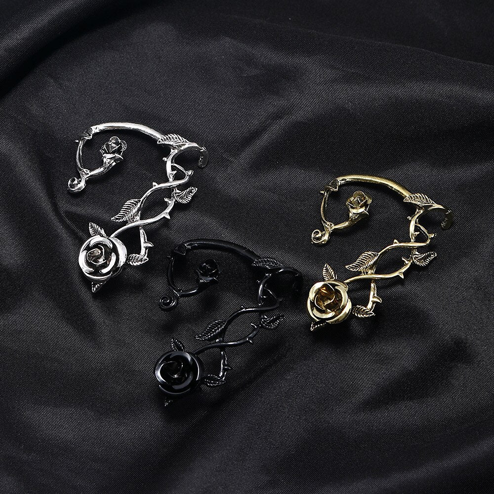 Rose Elf Ear Cuffs Flower Fairy Ear Accessories